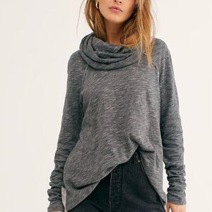 Free People Women's XS Charcoal Grey Cocoon Cowl Pullover Sweater